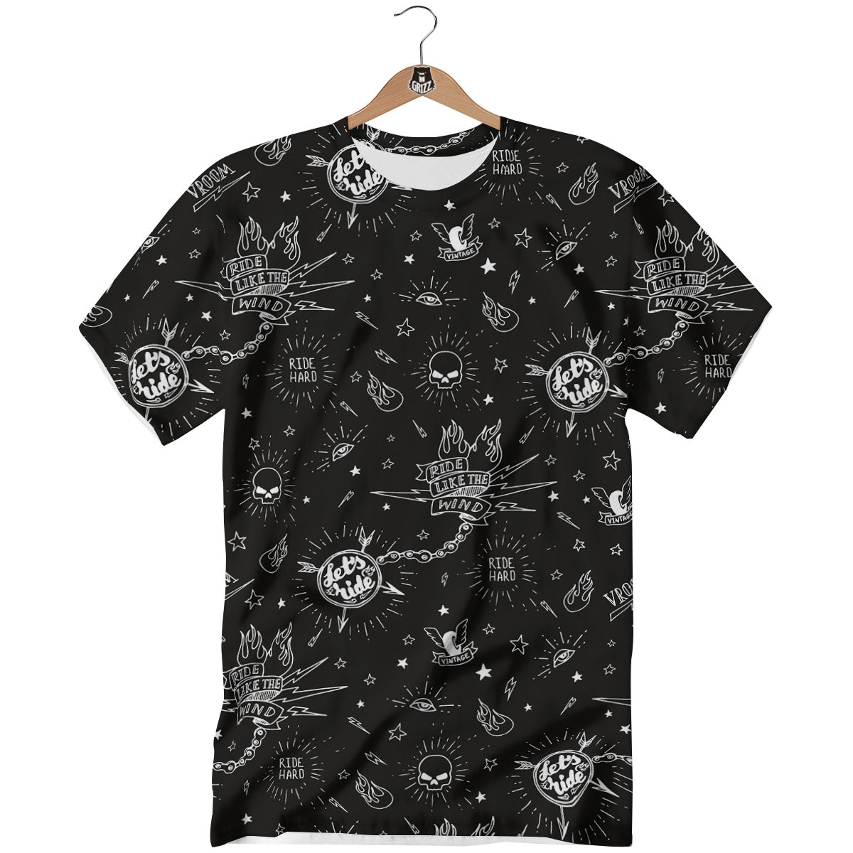 Quote Motorcycle Print Pattern T-Shirt-grizzshop