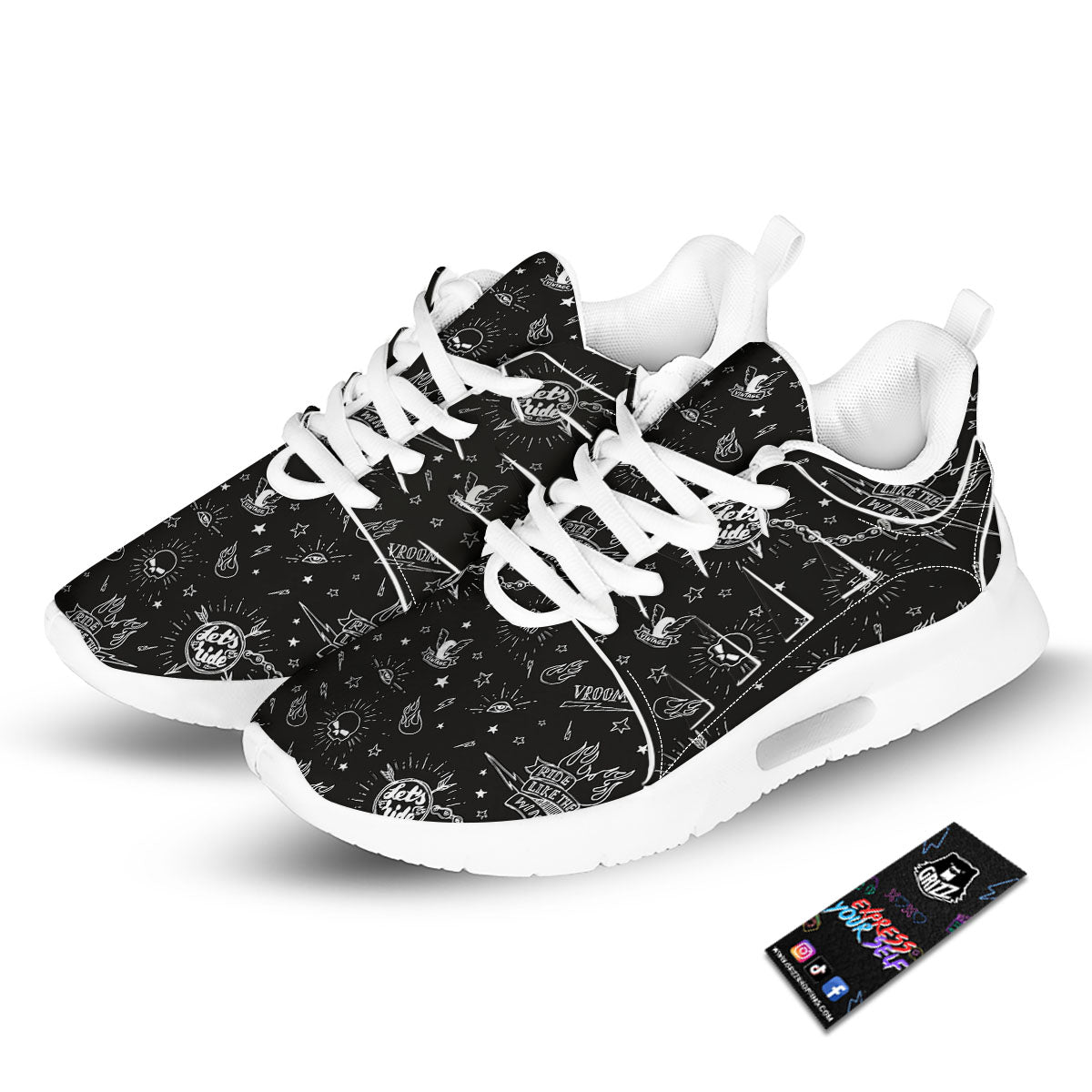 Quote Motorcycle Print Pattern Tennis Shoes-grizzshop