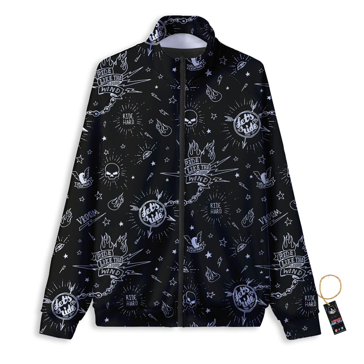 Quote Motorcycle Print Pattern Track Jacket-grizzshop