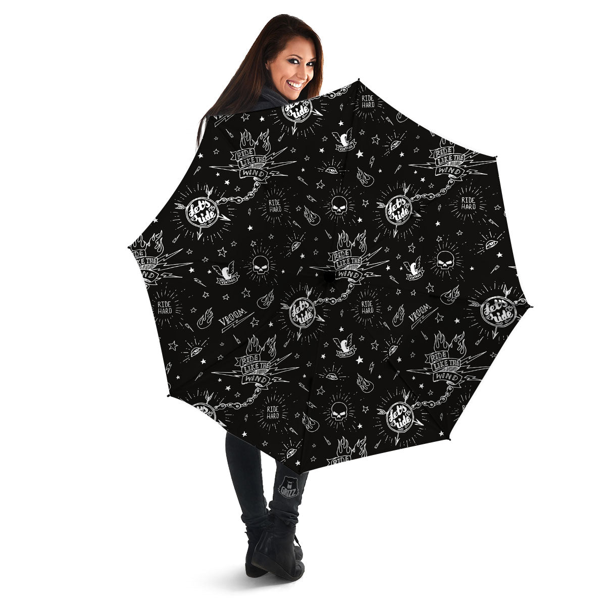 Quote Motorcycle Print Pattern Umbrella-grizzshop