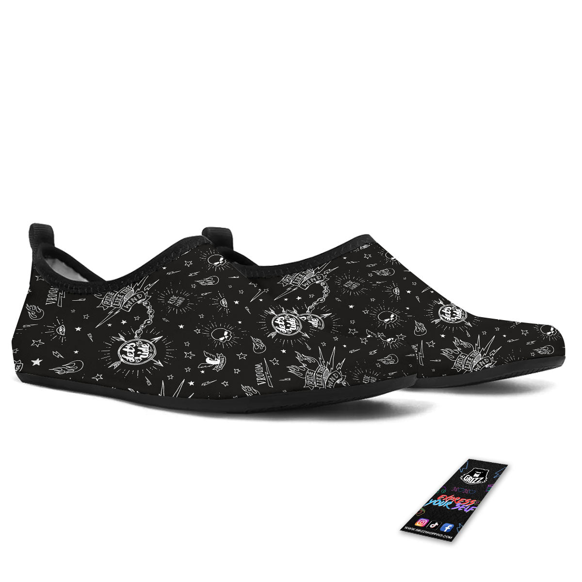 Quote Motorcycle Print Pattern Water Shoes-grizzshop