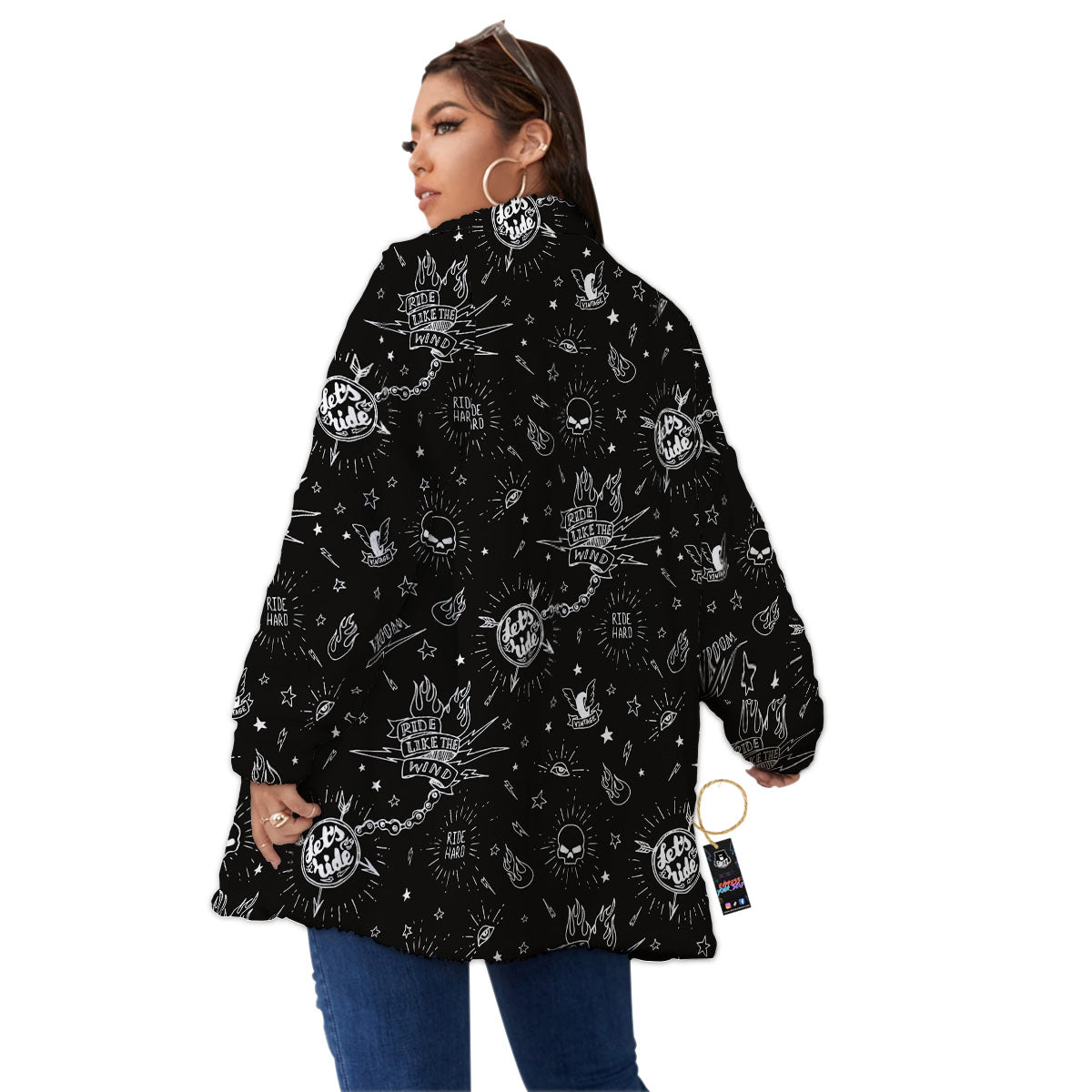 Quote Motorcycle Print Pattern Women's Sherpa Jacket-grizzshop