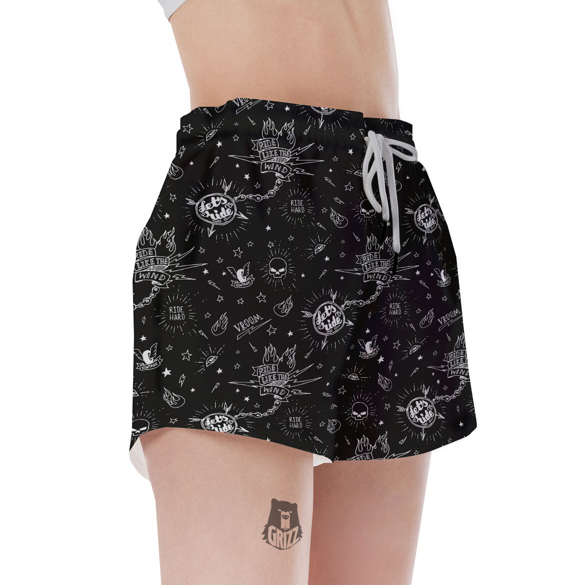 Quote Motorcycle Print Pattern Women's Shorts-grizzshop