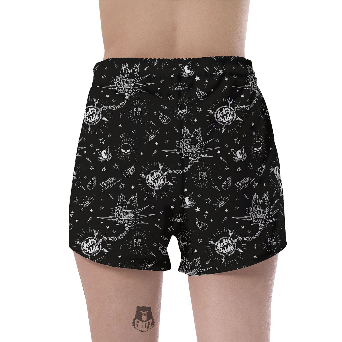 Quote Motorcycle Print Pattern Women's Shorts-grizzshop