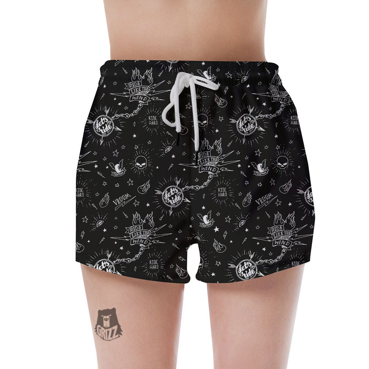 Quote Motorcycle Print Pattern Women's Shorts-grizzshop