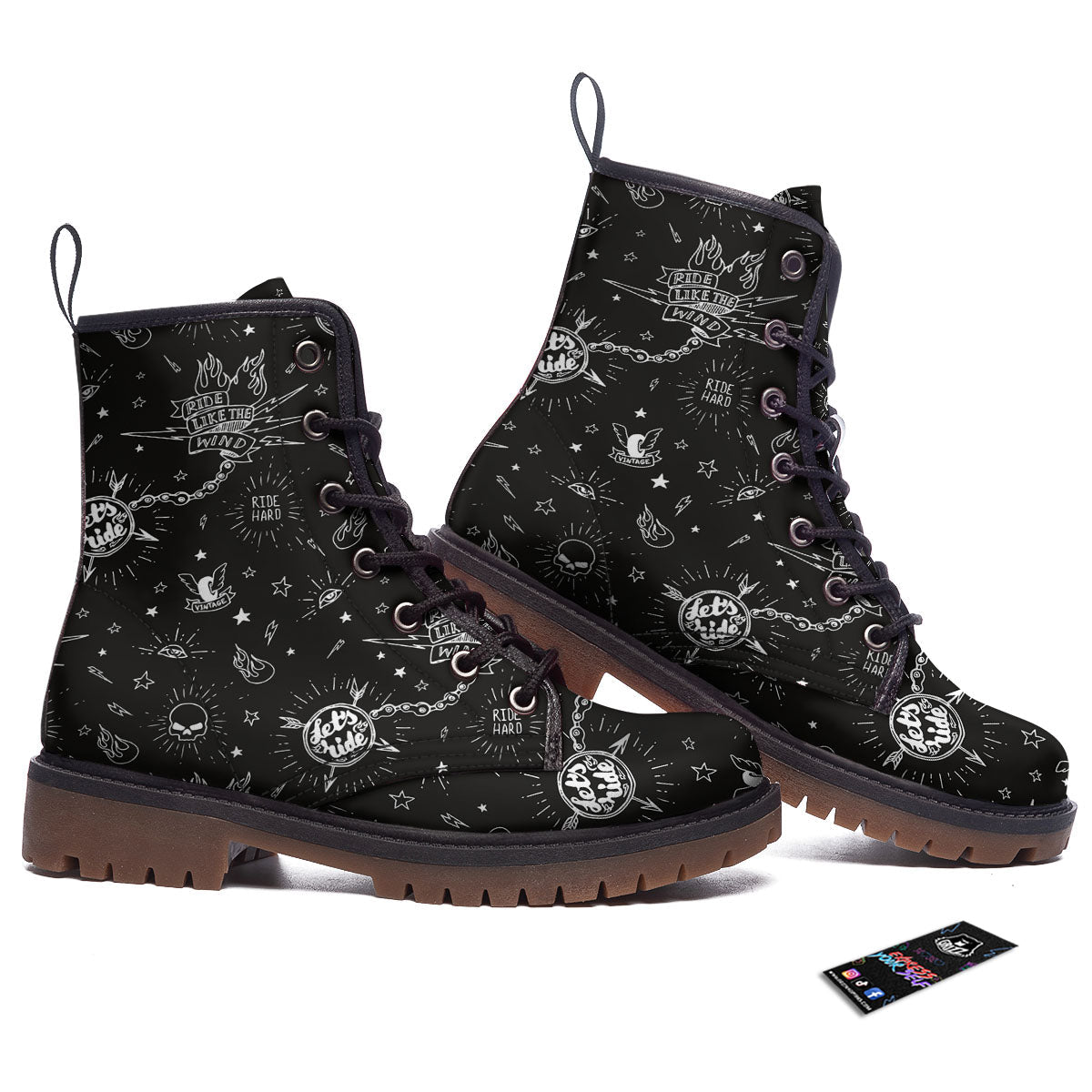Quote Motorcycle Print Pattern Work Boots-grizzshop