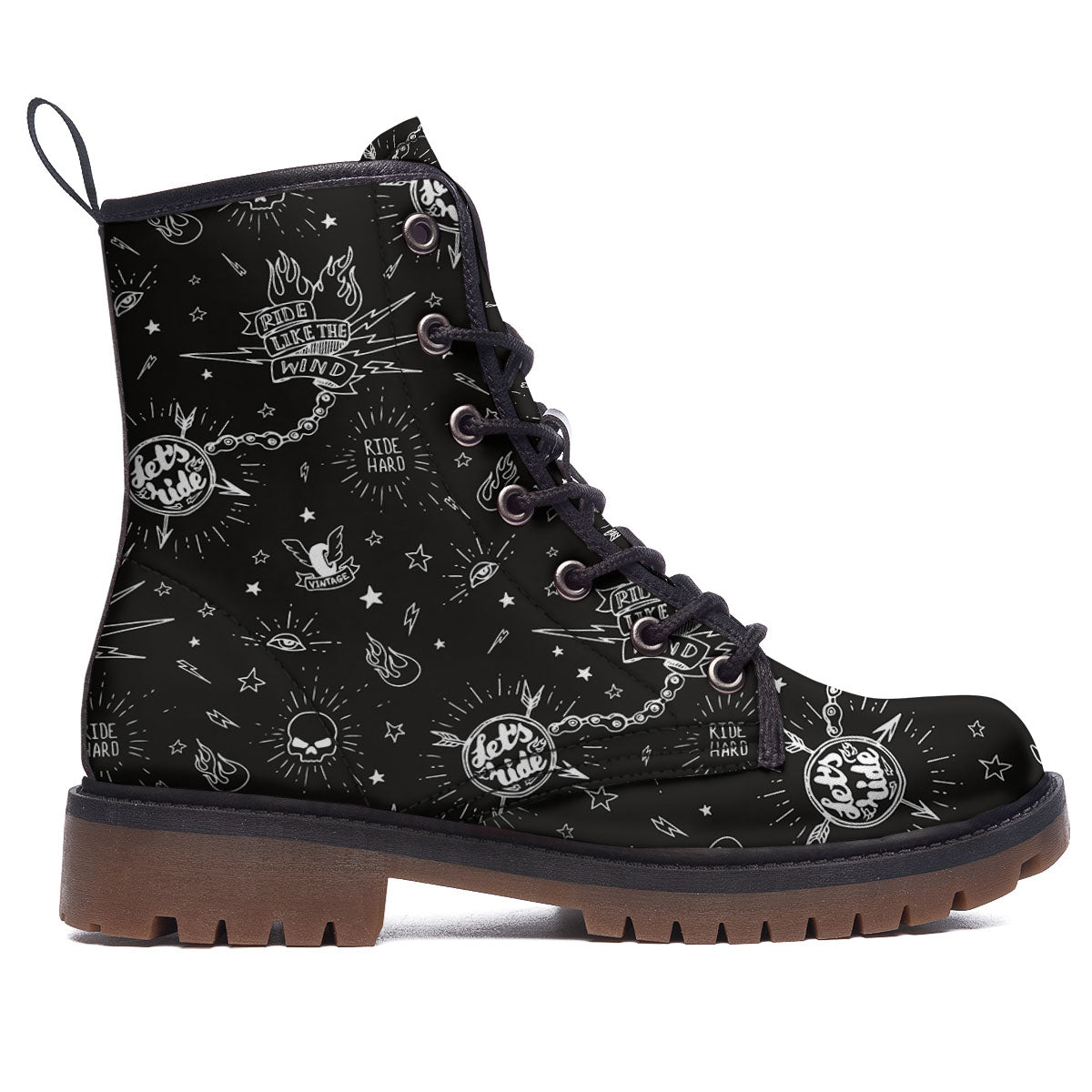 Quote Motorcycle Print Pattern Work Boots-grizzshop