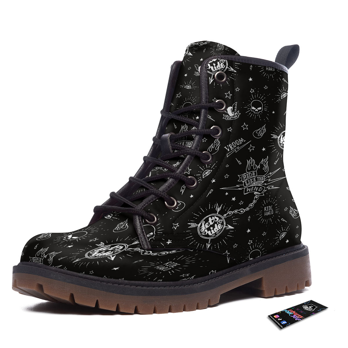 Quote Motorcycle Print Pattern Work Boots-grizzshop