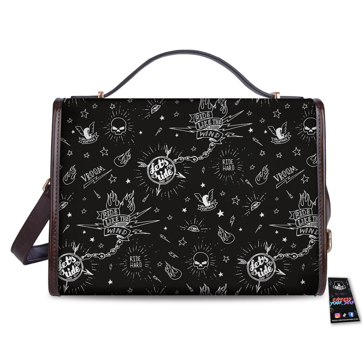 Quote Motorcycle Print Pattern Women's Satchel Bag