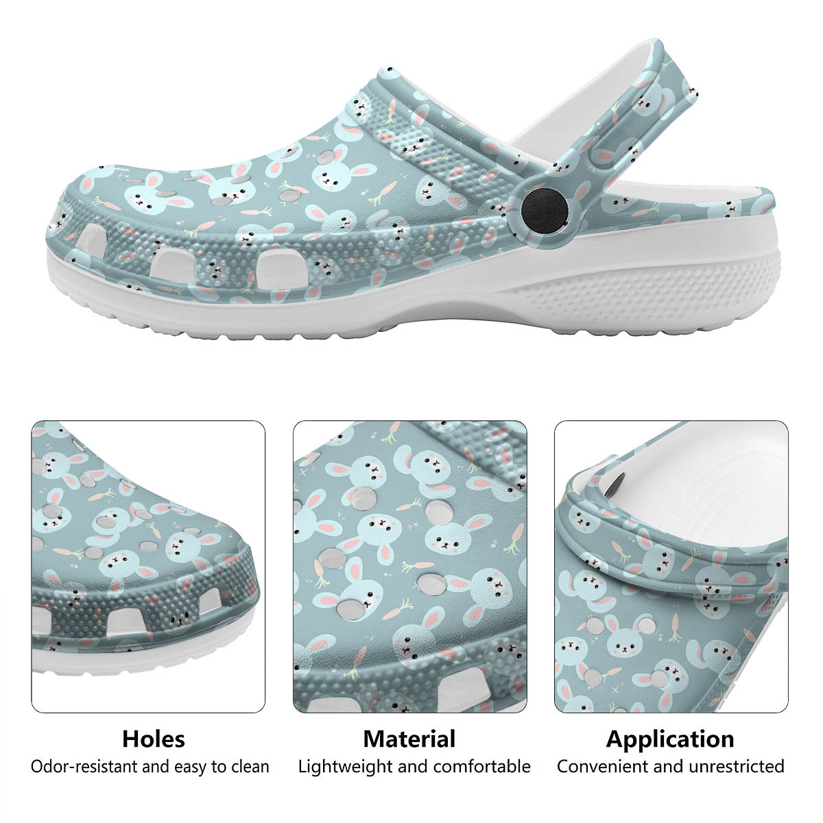 Rabbit And Carrot Print Pattern Clog-grizzshop