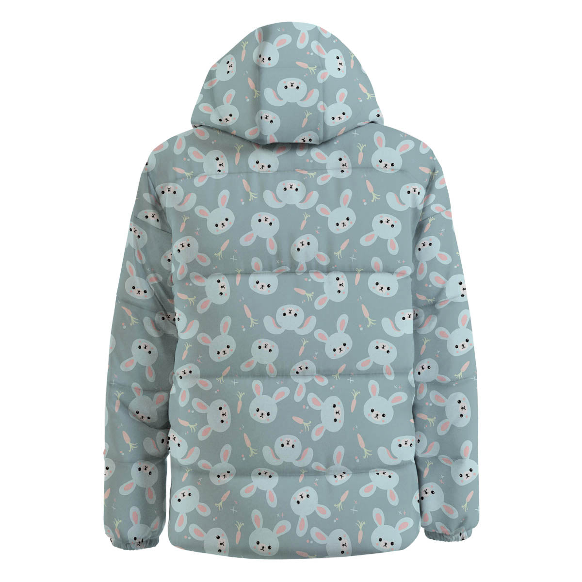 Rabbit And Carrot Print Pattern Down Jacket-grizzshop