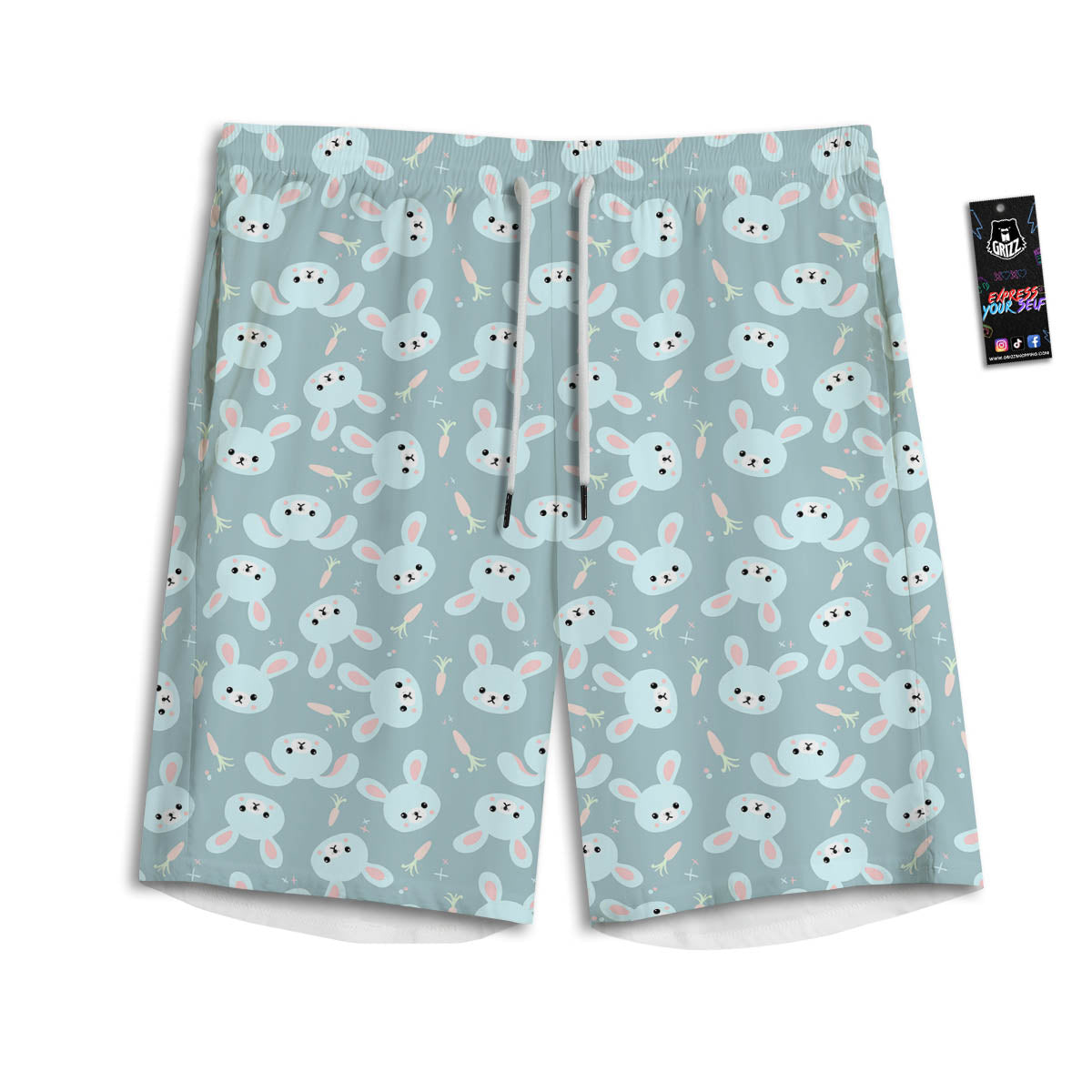 Rabbit And Carrot Print Pattern Men's Athletic Shorts