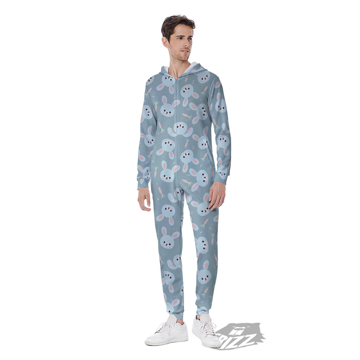 Rabbit And Carrot Print Pattern Men's Jumpsuit-grizzshop