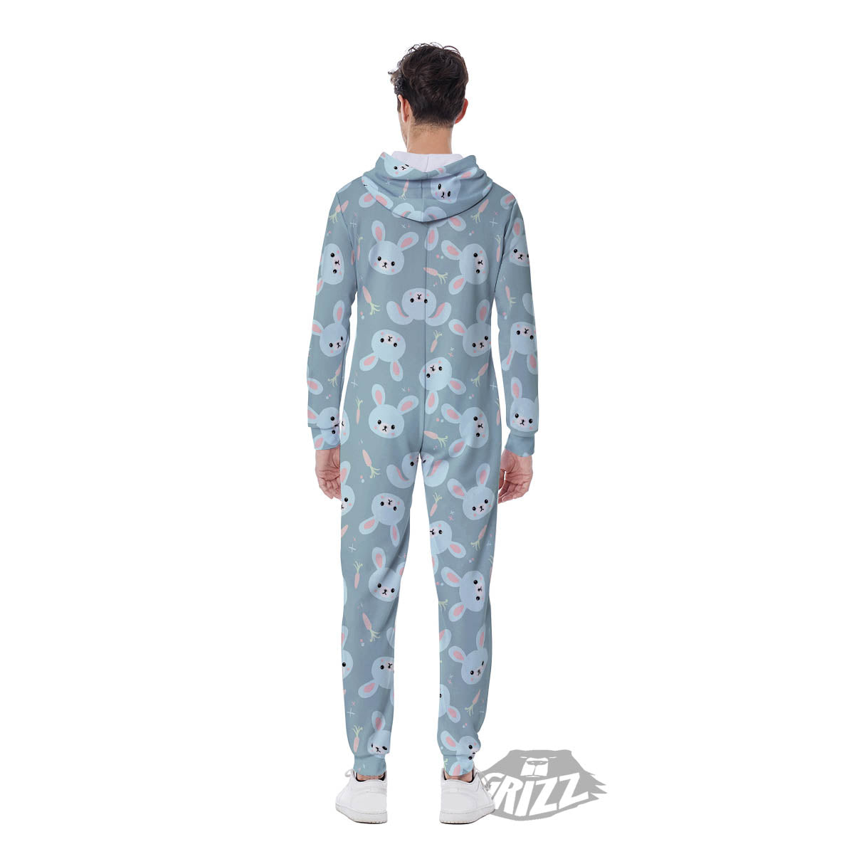 Rabbit And Carrot Print Pattern Men's Jumpsuit-grizzshop