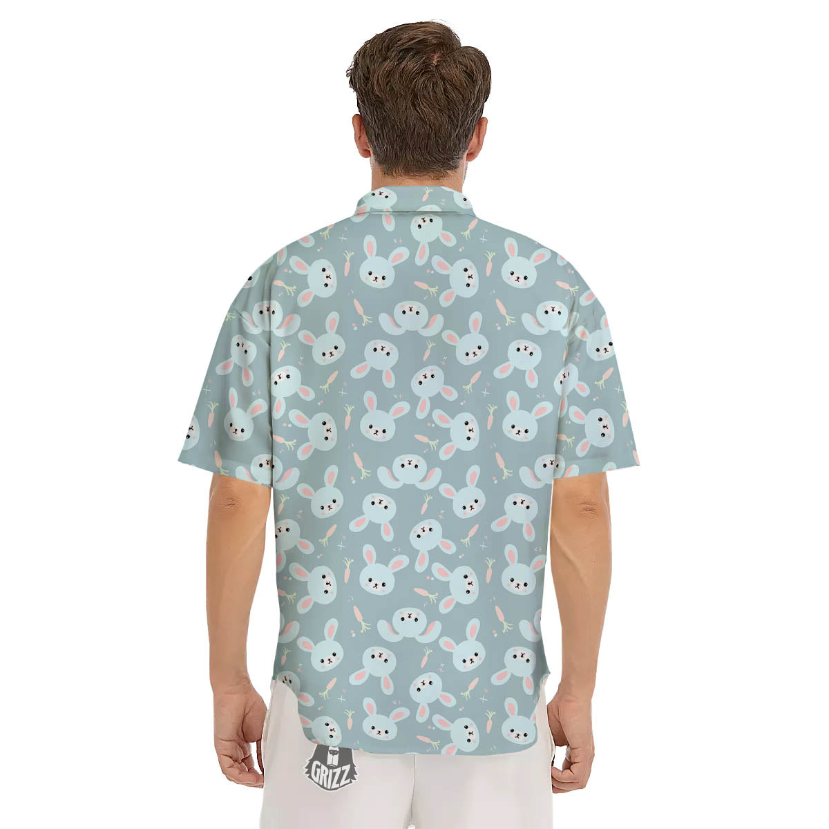 Rabbit And Carrot Print Pattern Men's Short Sleeve Shirts-grizzshop