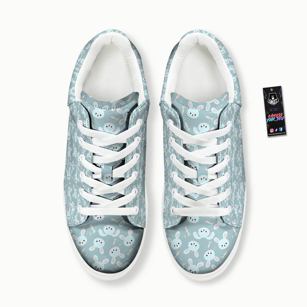 Rabbit And Carrot Print Pattern Platform Shoes-grizzshop