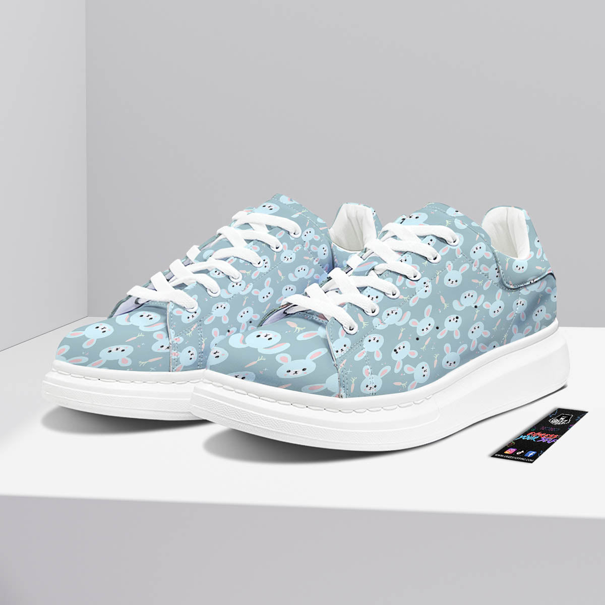 Rabbit And Carrot Print Pattern Platform Shoes-grizzshop