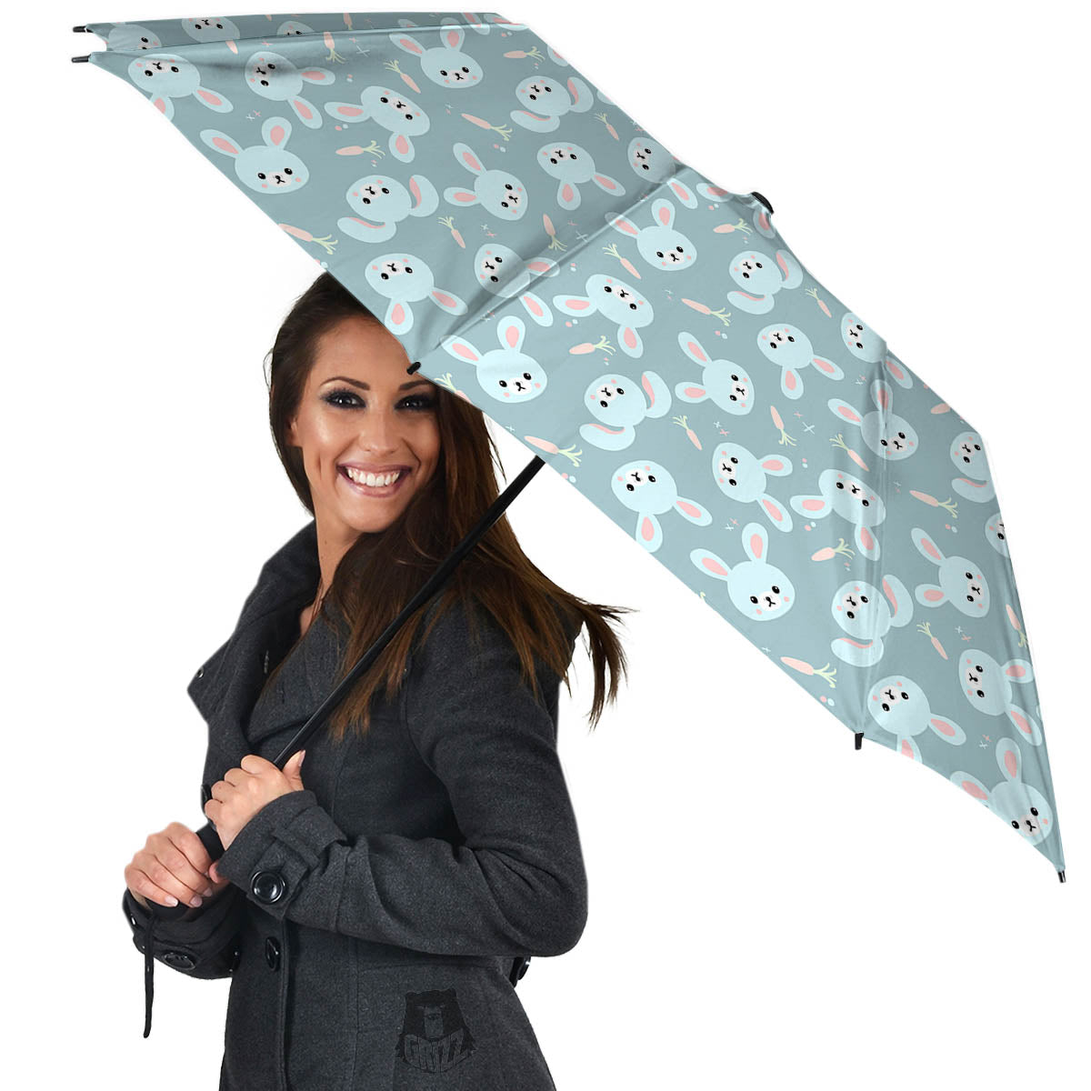 Rabbit And Carrot Print Pattern Umbrella-grizzshop