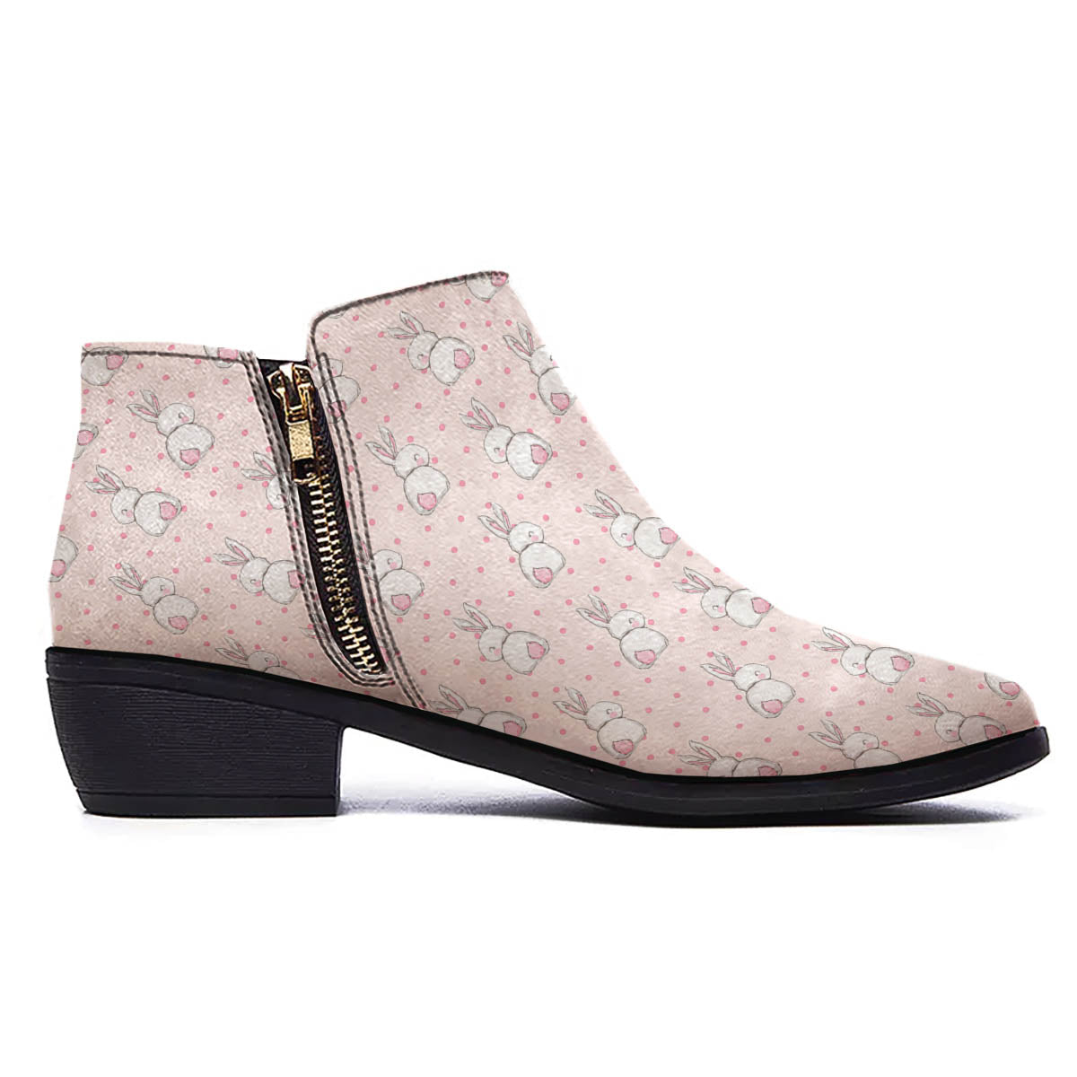 Rabbit Cartoon Print Pattern Ankle Boots-grizzshop