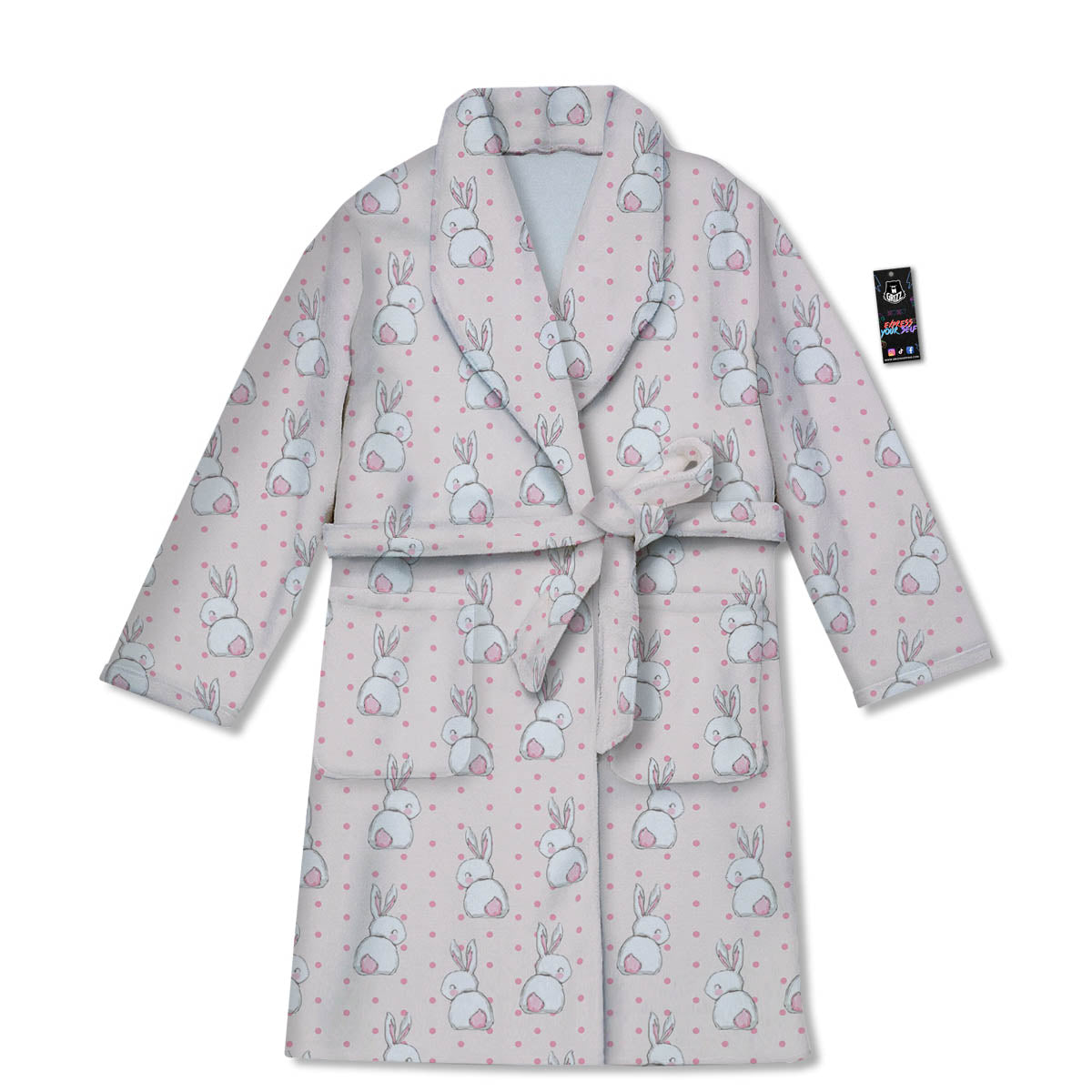 Rabbit Cartoon Print Pattern Bathrobe-grizzshop