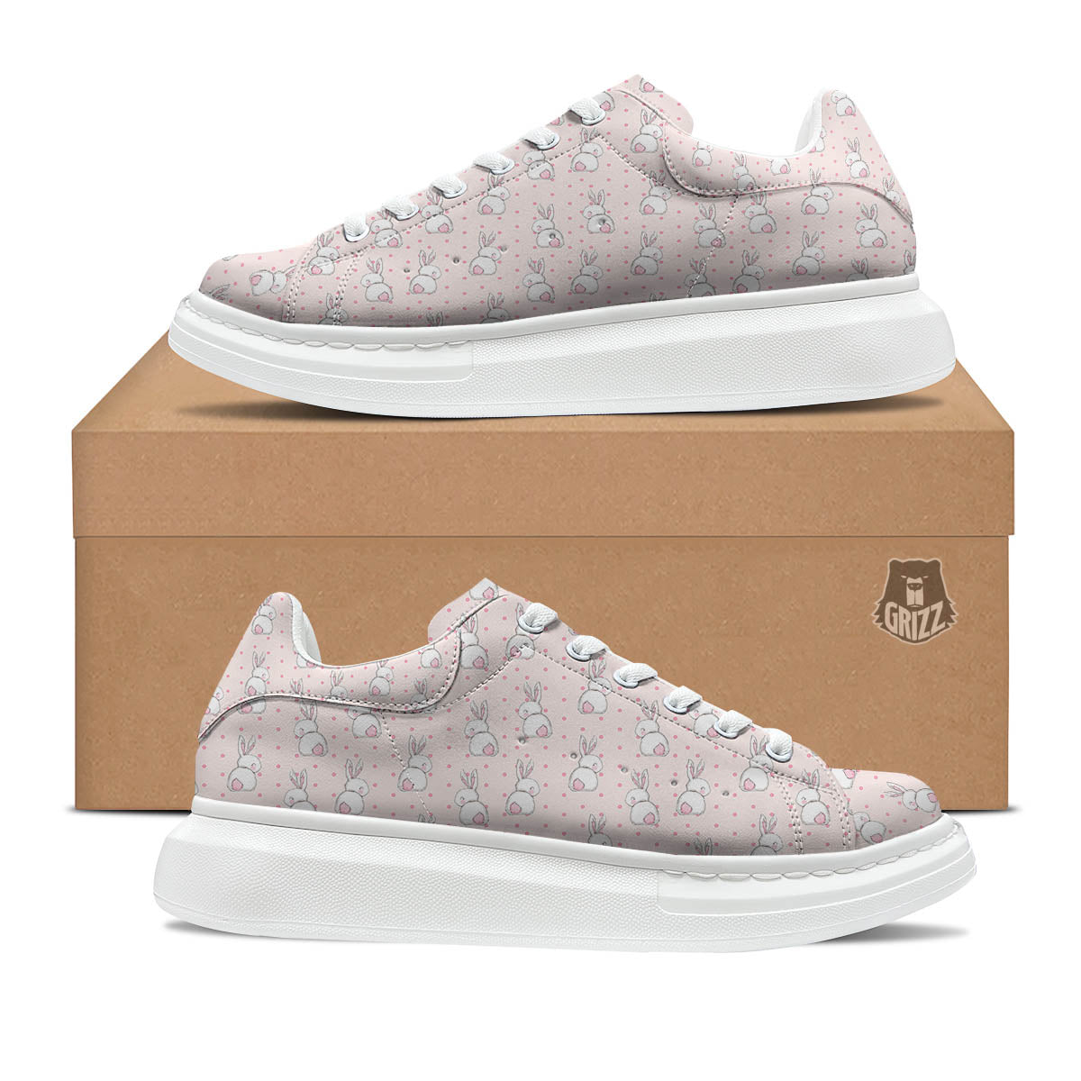 Rabbit Cartoon Print Pattern Platform Shoes-grizzshop