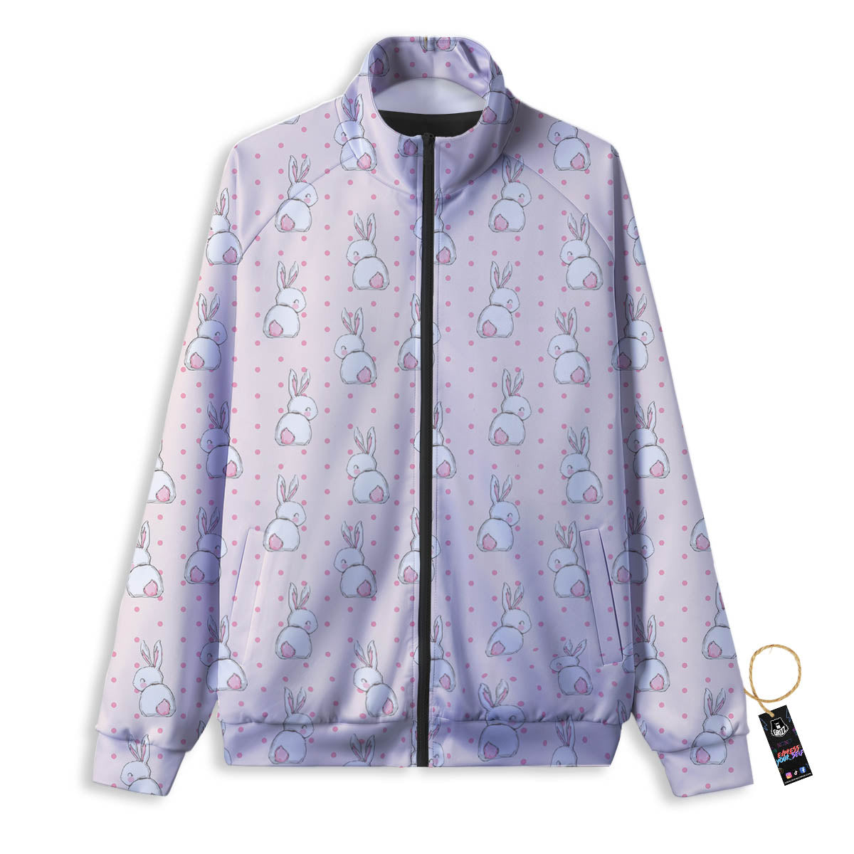 Rabbit Cartoon Print Pattern Track Jacket-grizzshop