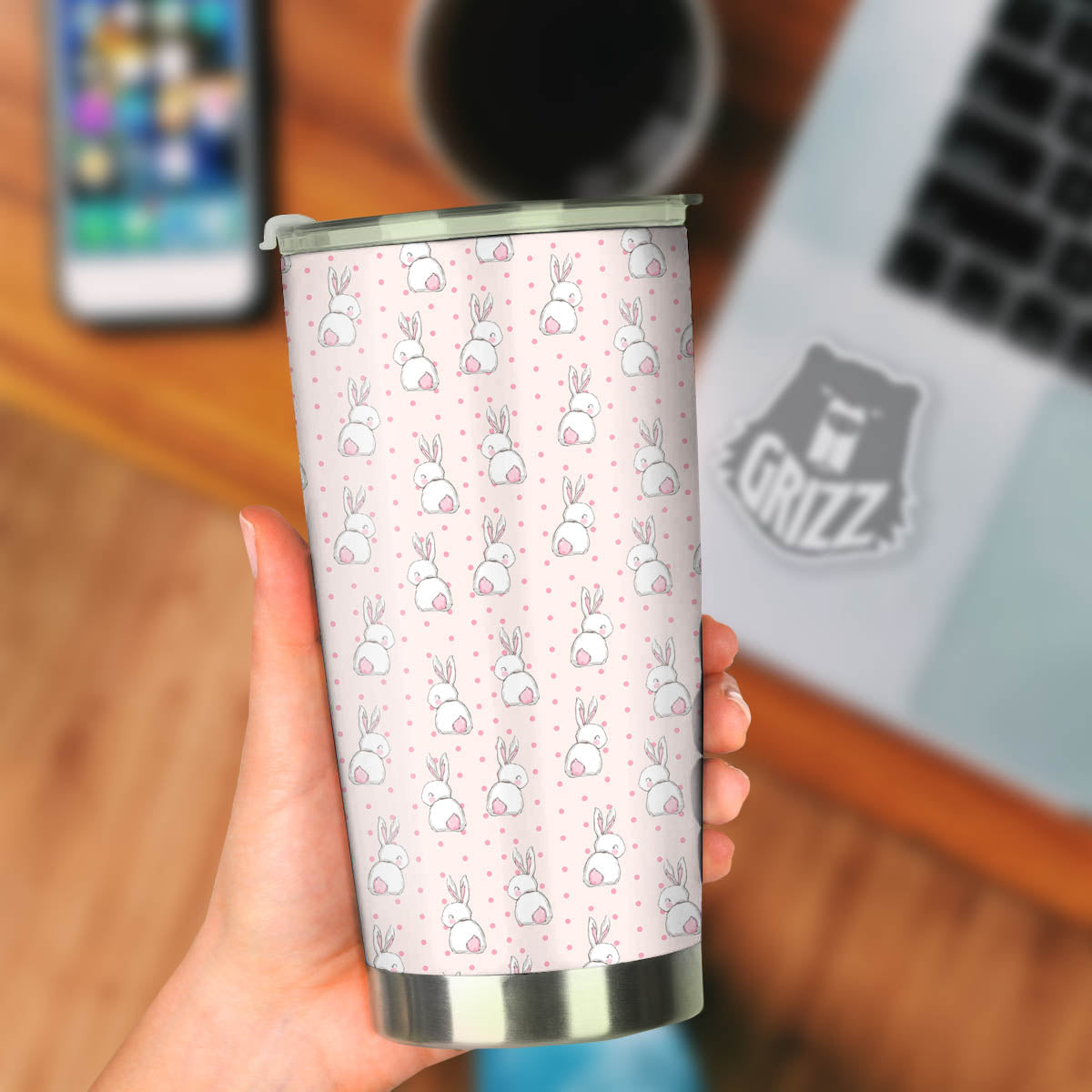 Rabbit Cartoon Print Pattern Tumbler-grizzshop