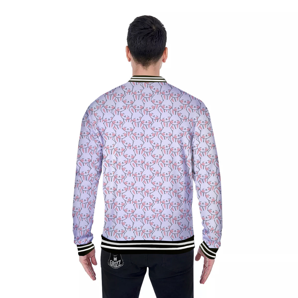 Rabbit Cute Print Pattern Baseball Jacket-grizzshop