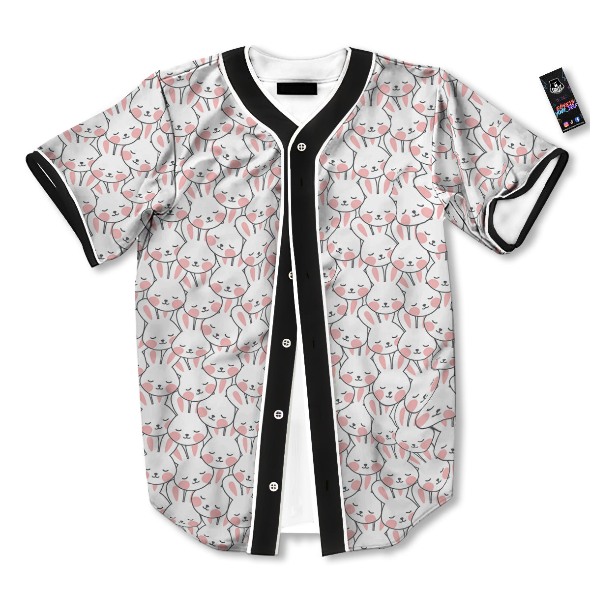 Rabbit Cute Print Pattern Baseball Jersey-grizzshop