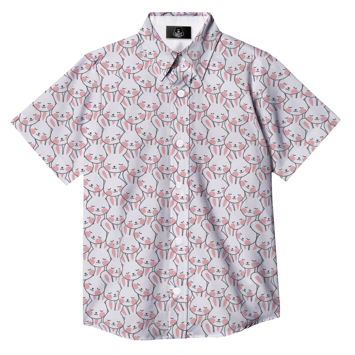 Rabbit Cute Print Pattern Button Up Shirt-grizzshop