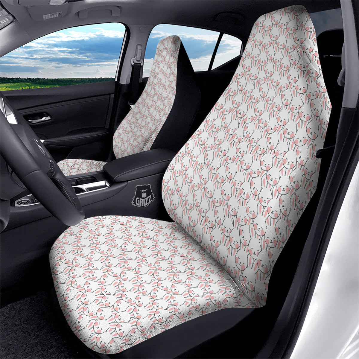 Rabbit Cute Print Pattern Car Seat Covers-grizzshop