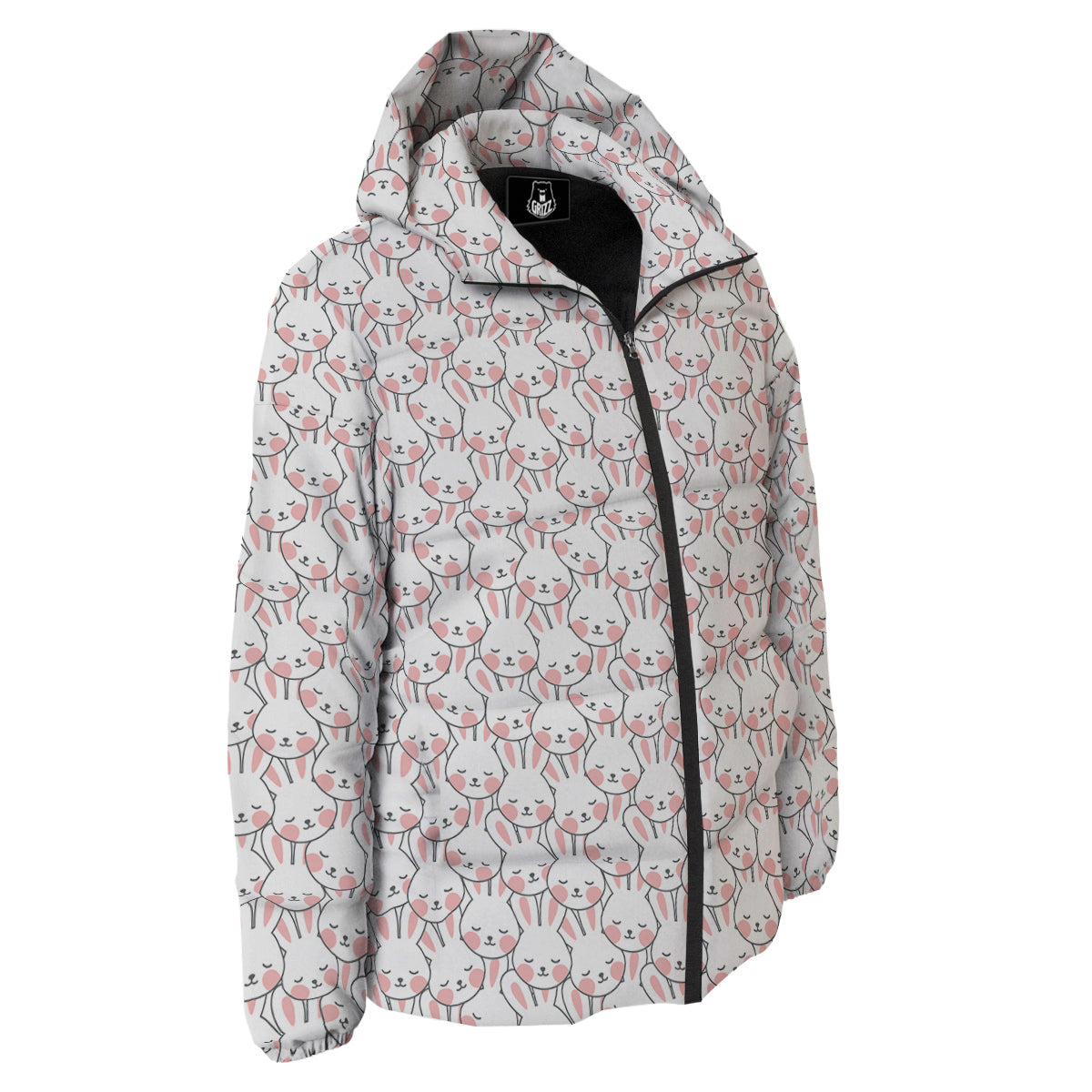 Rabbit Cute Print Pattern Down Jacket-grizzshop
