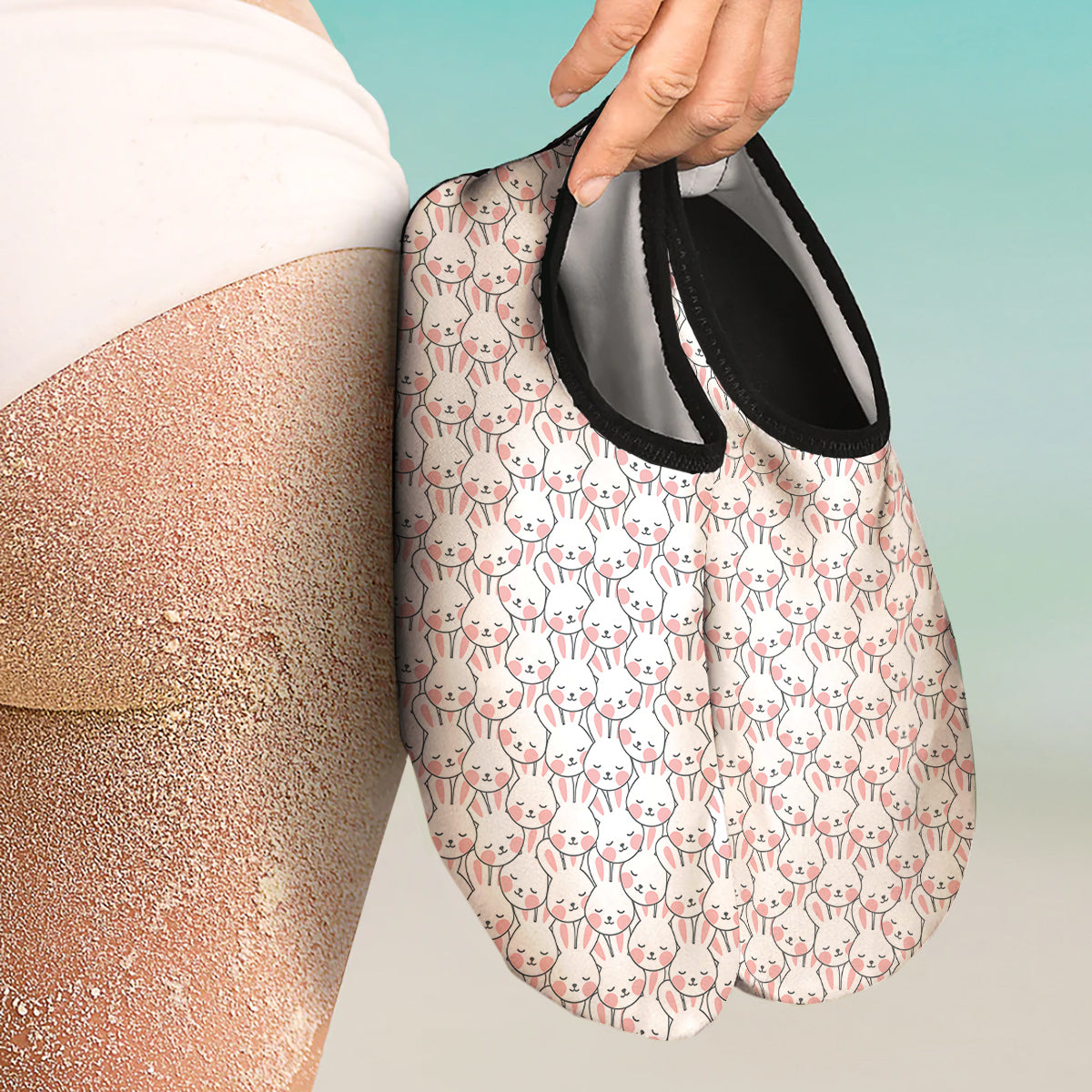Rabbit Cute Print Pattern Water Shoes-grizzshop