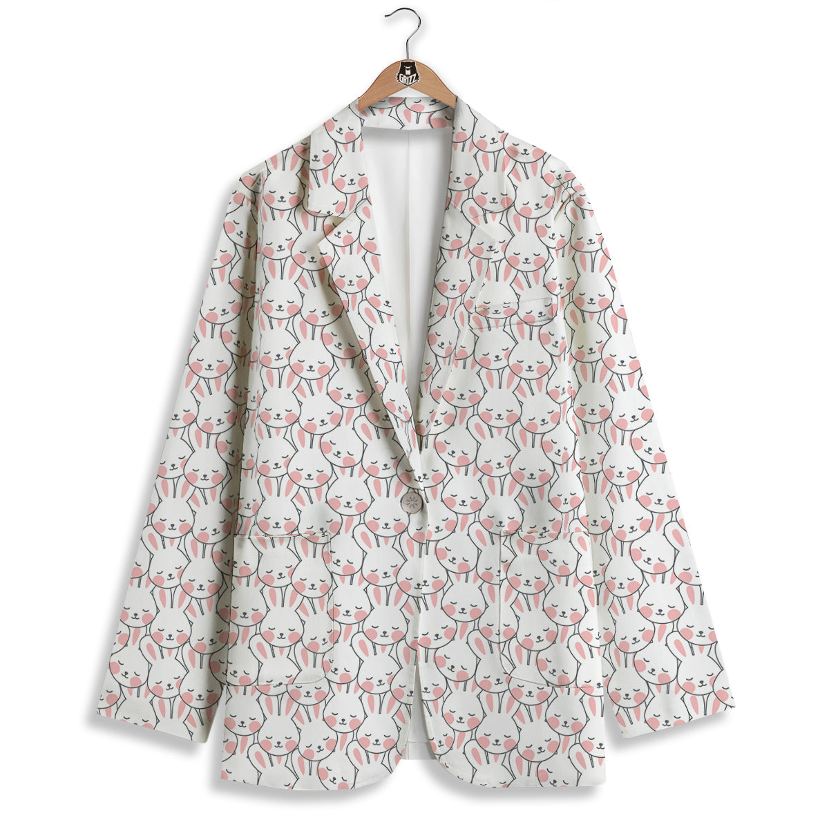 Rabbit Cute Print Pattern Women's Blazer-grizzshop