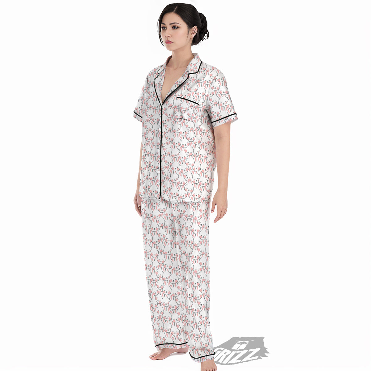 Rabbit Cute Print Pattern Women's Pajamas Set-grizzshop