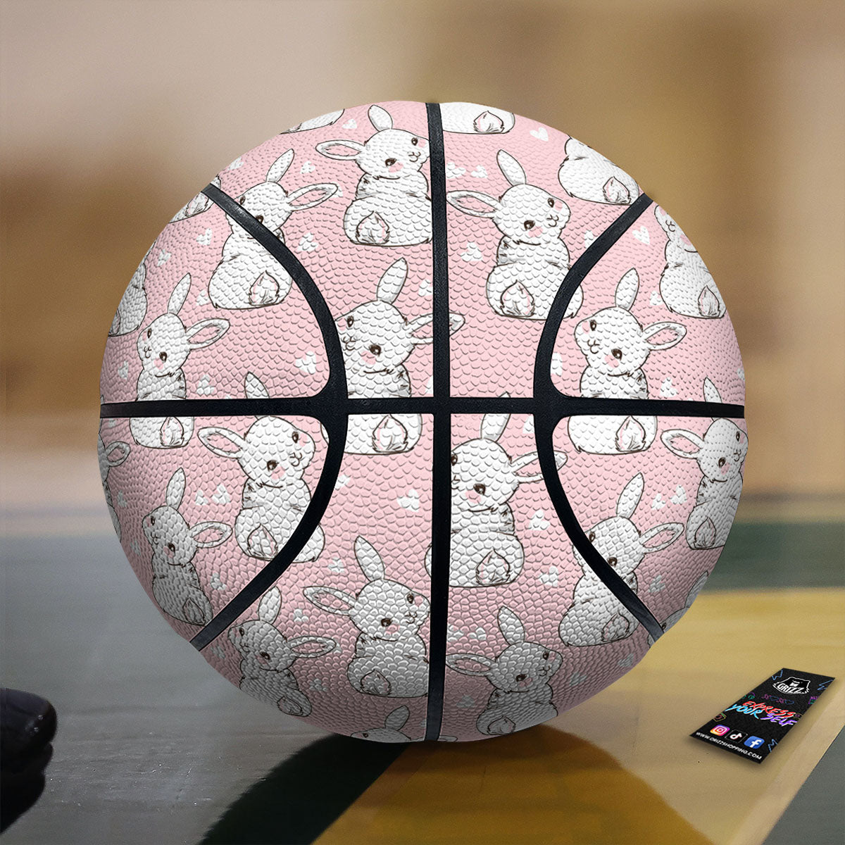 Rabbit Pink Print Pattern Basketball-grizzshop