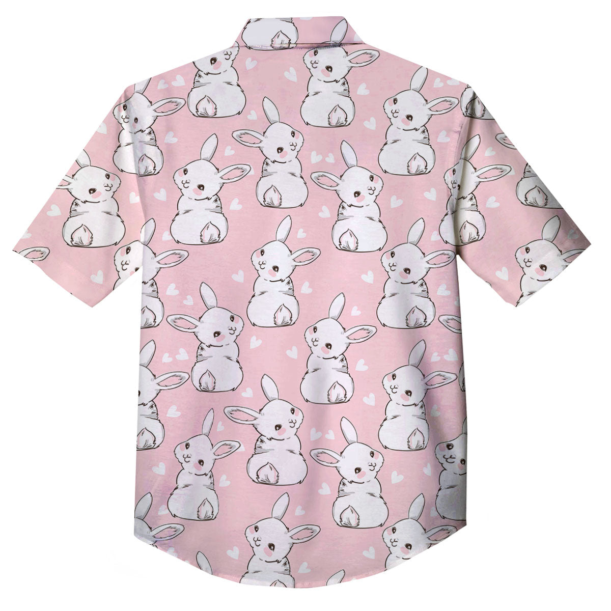 Rabbit Pink Print Pattern Button Up Shirt-grizzshop