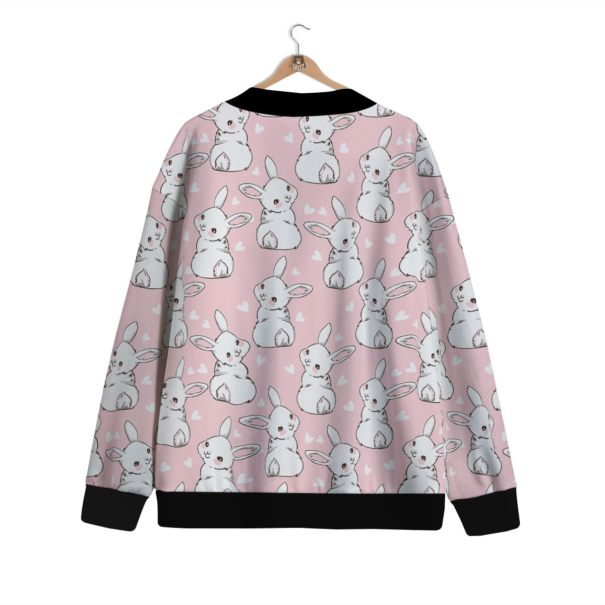 Rabbit Pink Print Pattern Cardigan-grizzshop