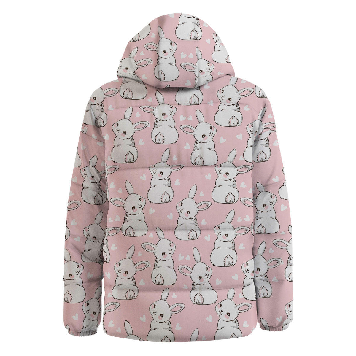 Rabbit Pink Print Pattern Down Jacket-grizzshop