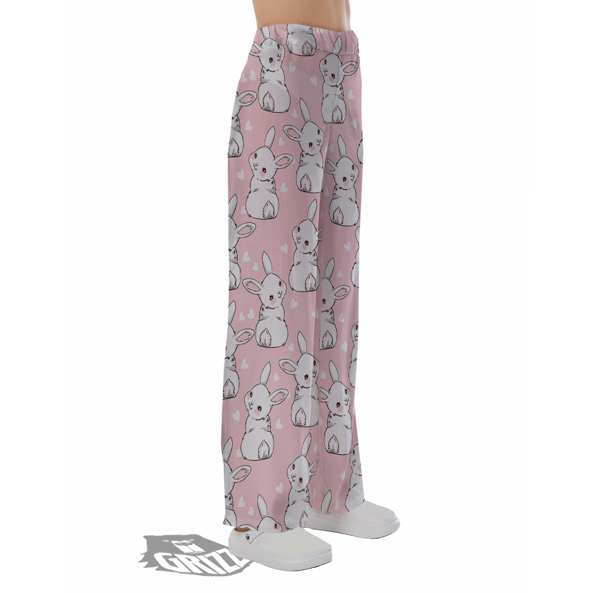 Rabbit Pink Print Pattern Pajama Pants-grizzshop