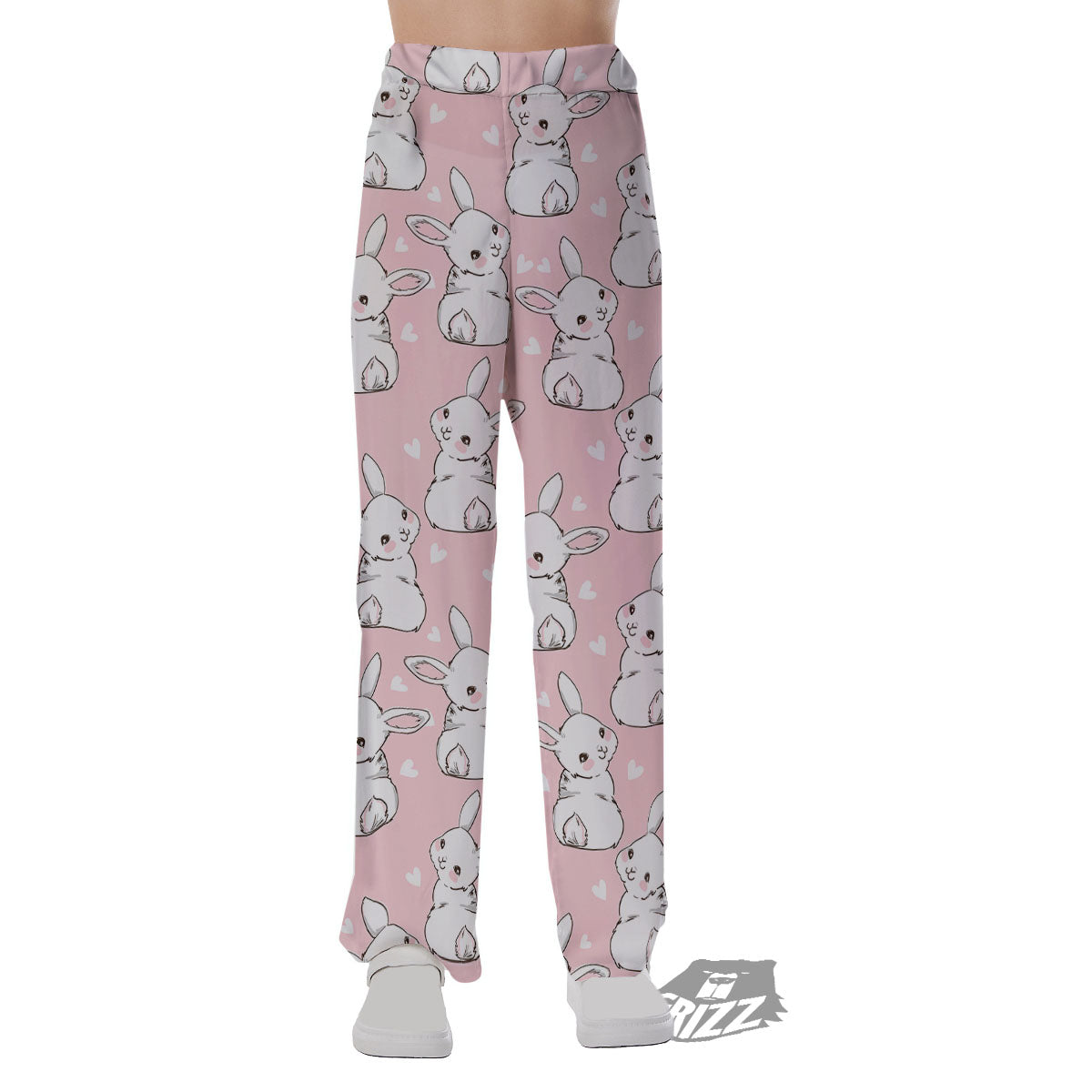 Rabbit Pink Print Pattern Pajama Pants-grizzshop