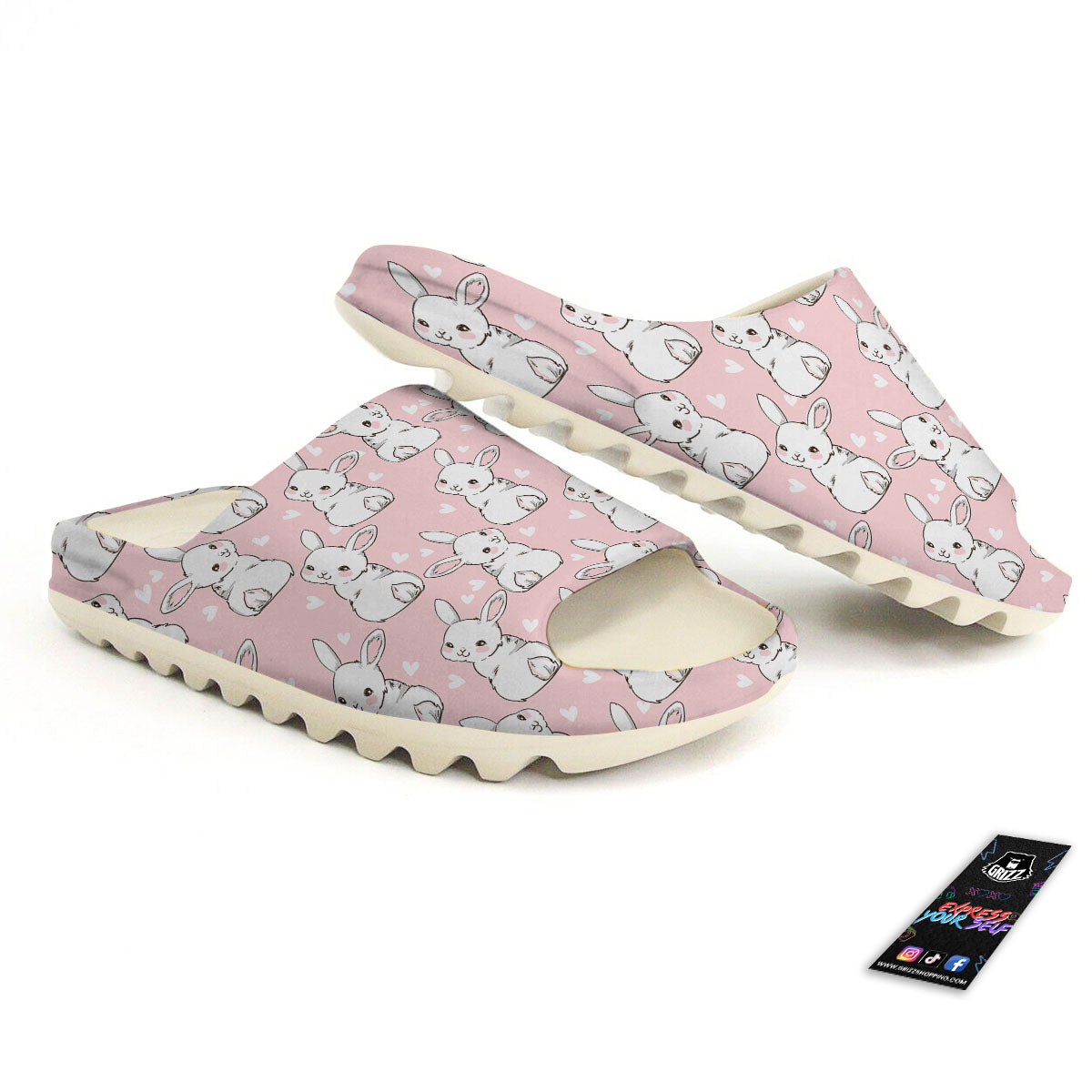 Rabbit Pink Print Pattern Sandals-grizzshop