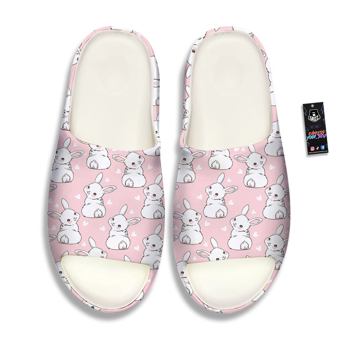 Rabbit Pink Print Pattern Sandals-grizzshop