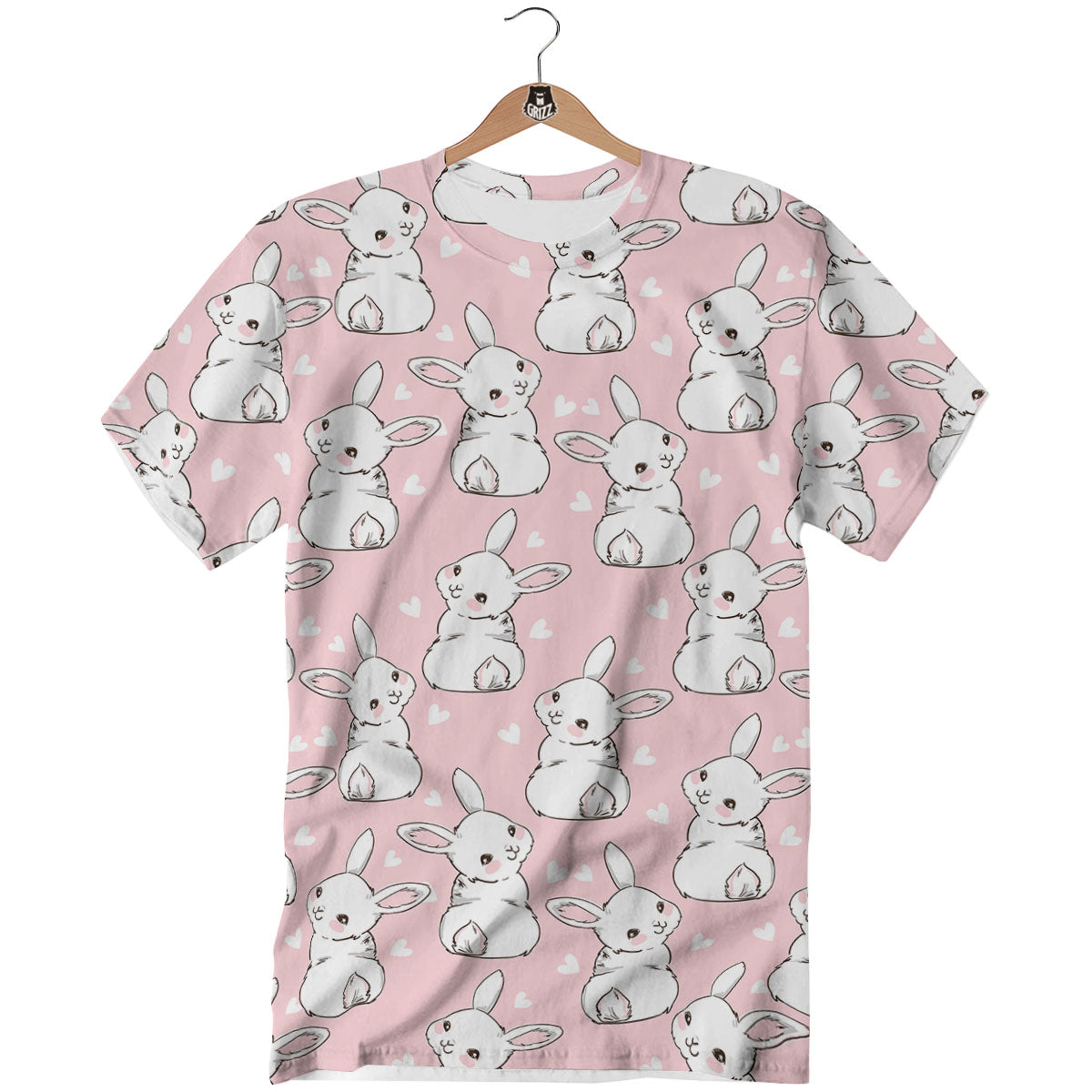 Rabbit Pink Print Pattern T-Shirt-grizzshop