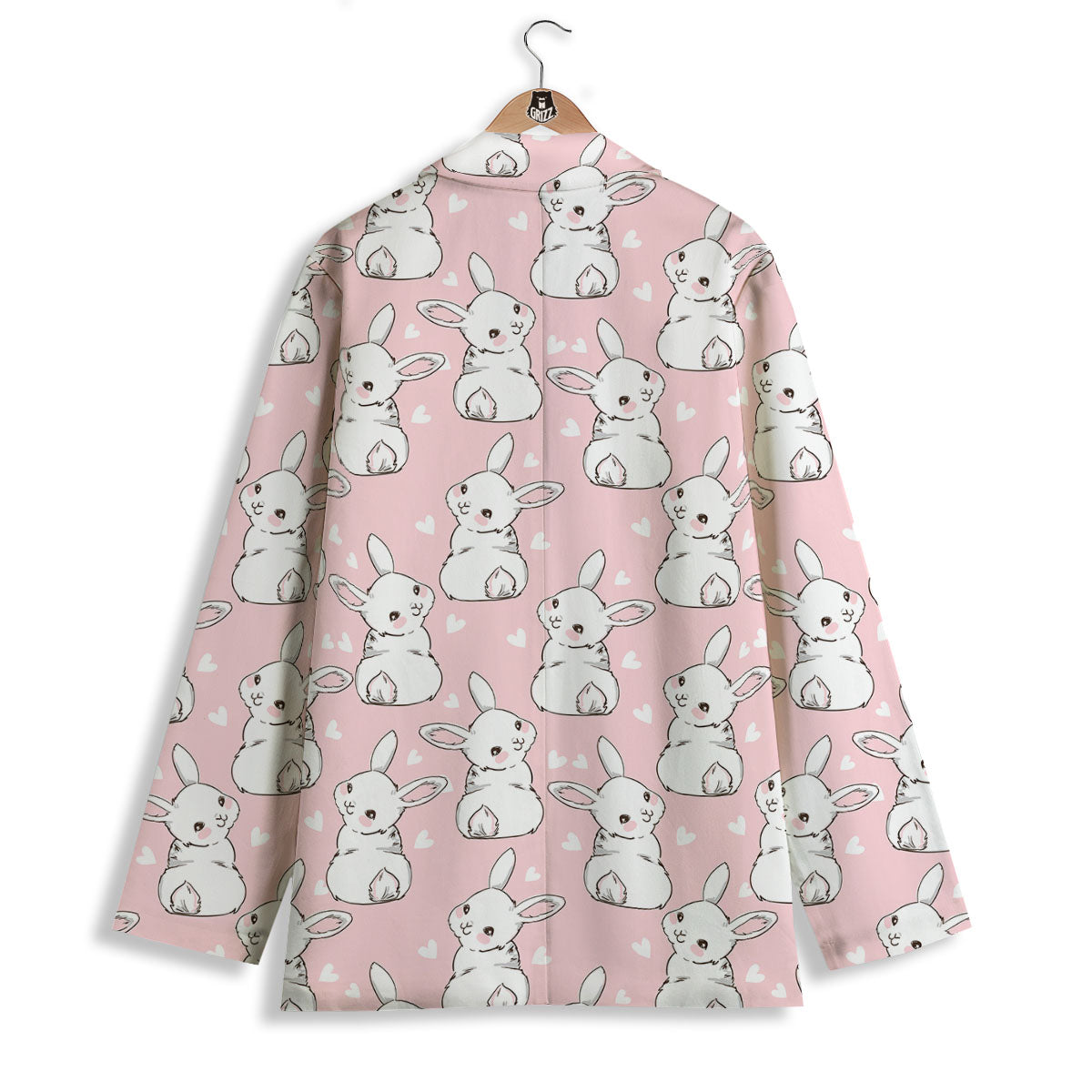 Rabbit Pink Print Pattern Women's Blazer-grizzshop