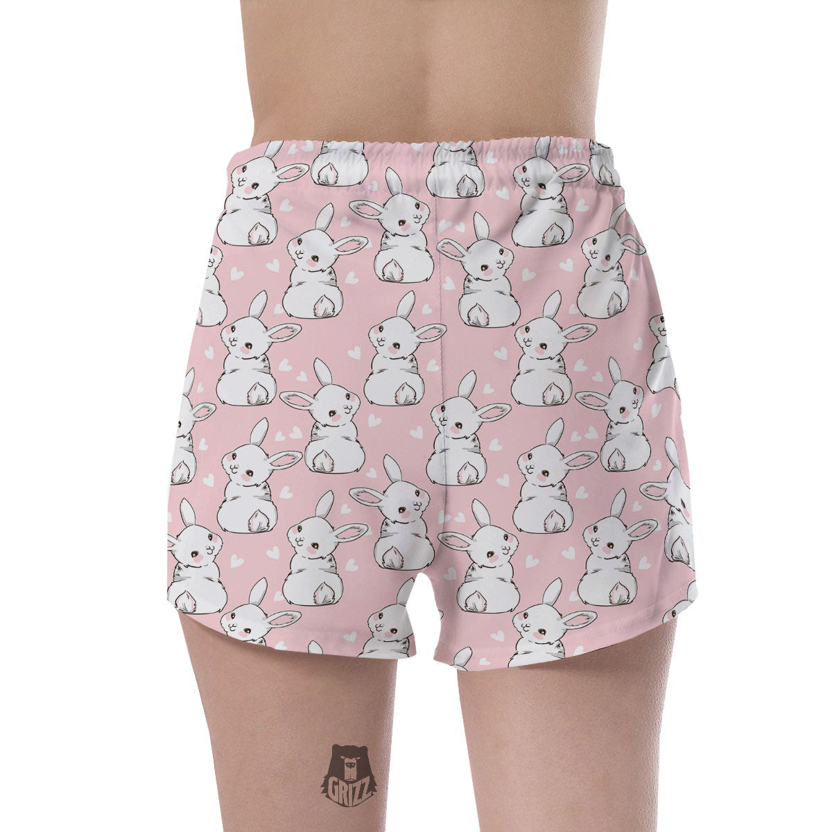 Rabbit Pink Print Pattern Women's Shorts-grizzshop