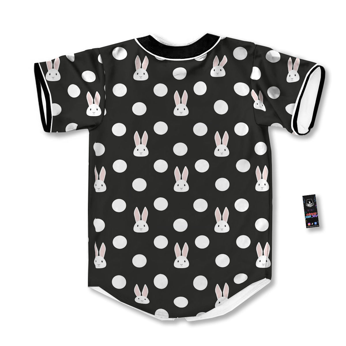 Rabbit Polka Dot Print Pattern Baseball Jersey-grizzshop