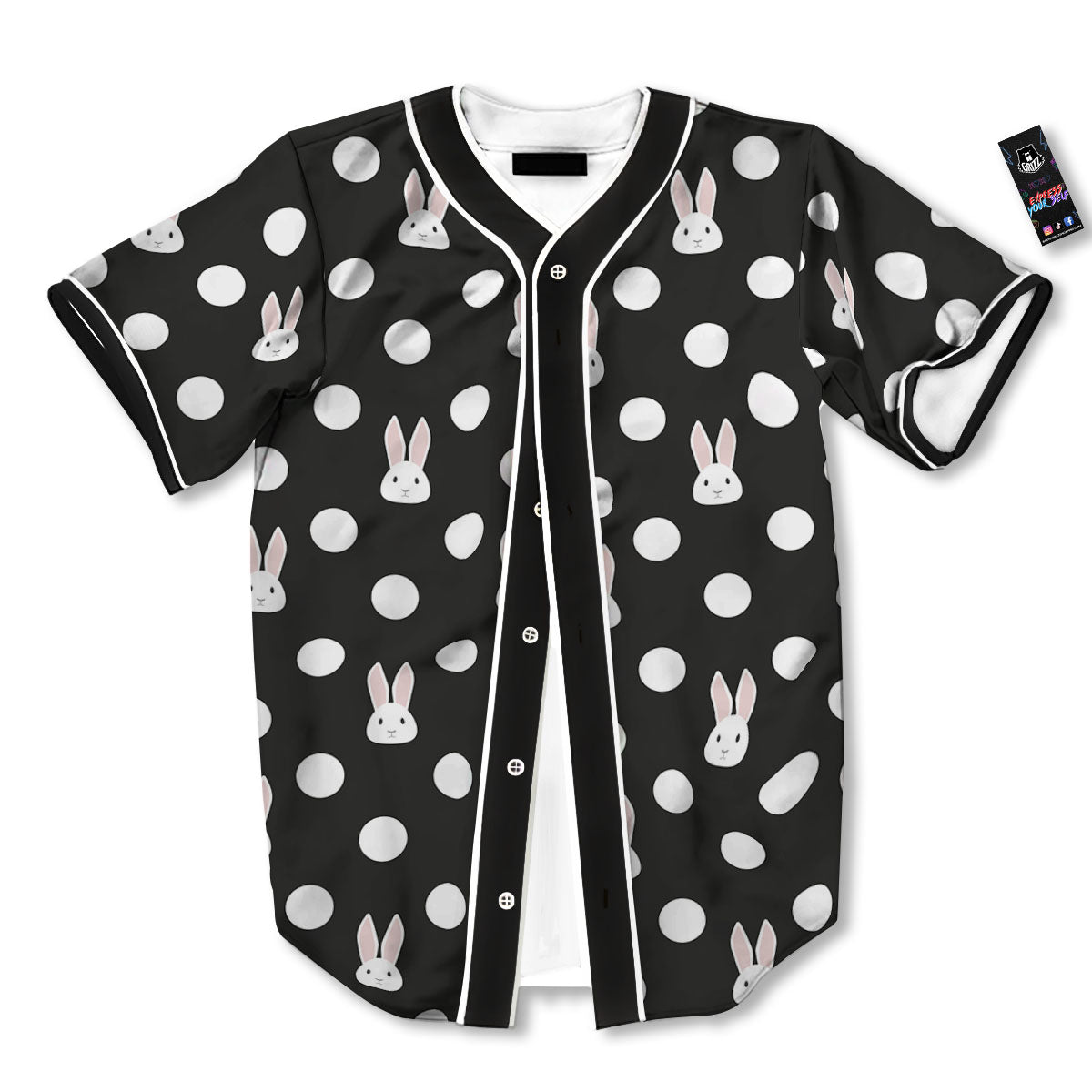 Rabbit Polka Dot Print Pattern Baseball Jersey-grizzshop
