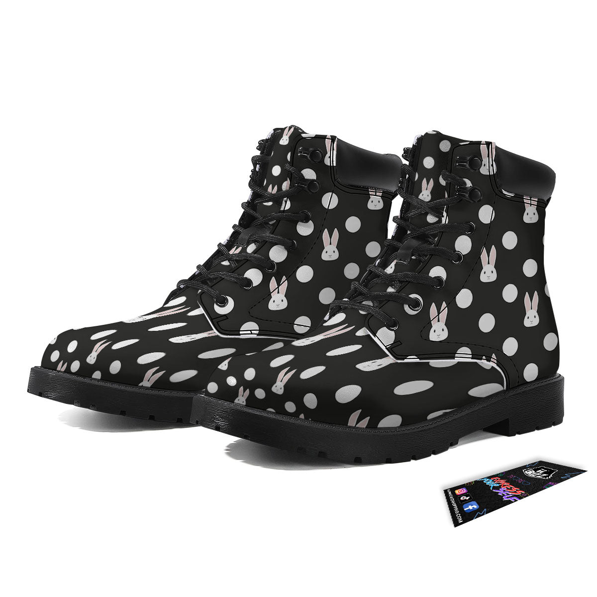 Rabbit Polka Dot Print Pattern Boots-grizzshop