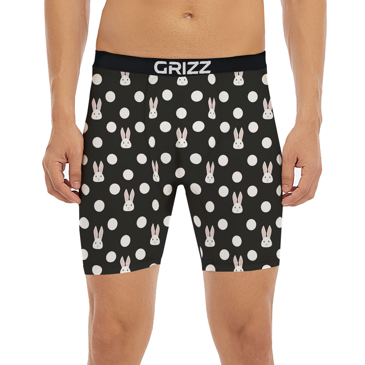 Rabbit Polka Dot Print Pattern Boxer Briefs-grizzshop
